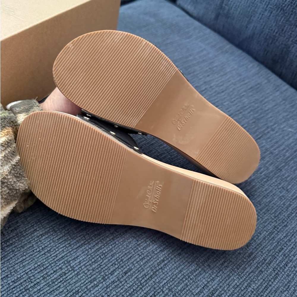 Dr. Scholl's Black Leather Mules with Wooden Sole - Picture 5 of 5